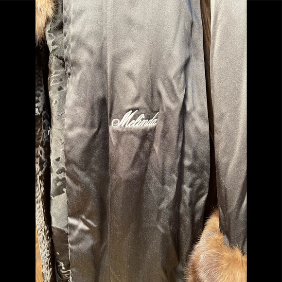 Badgley Mischka Broadtail & Russian Sable Trim Fur Robe Style Belt Jacket Coat S - Picture 12 of 12